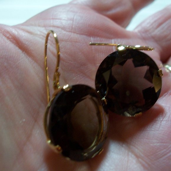 14K Smoky Quartz Earrings - Picture 8 of 9